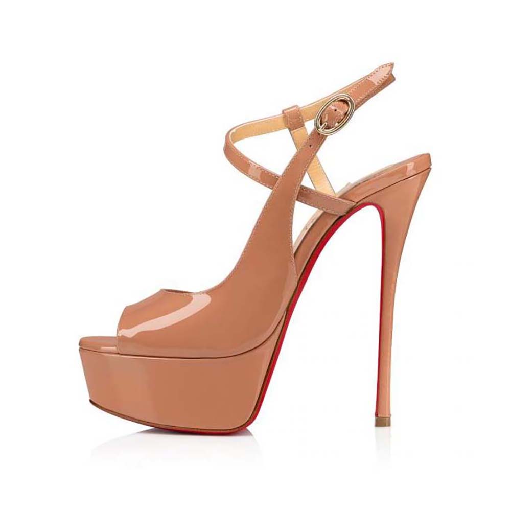 Side profile of Christian Louboutin Women So Jenlove Alta 150 mm Heel Height-Sandy