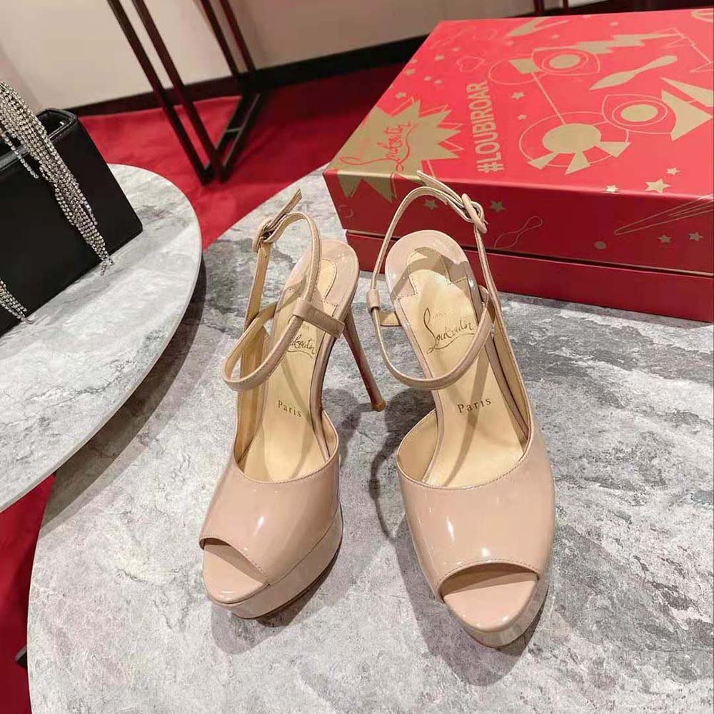 Close-up of adjustable ankle strap on Christian Louboutin Women So Jenlove Alta