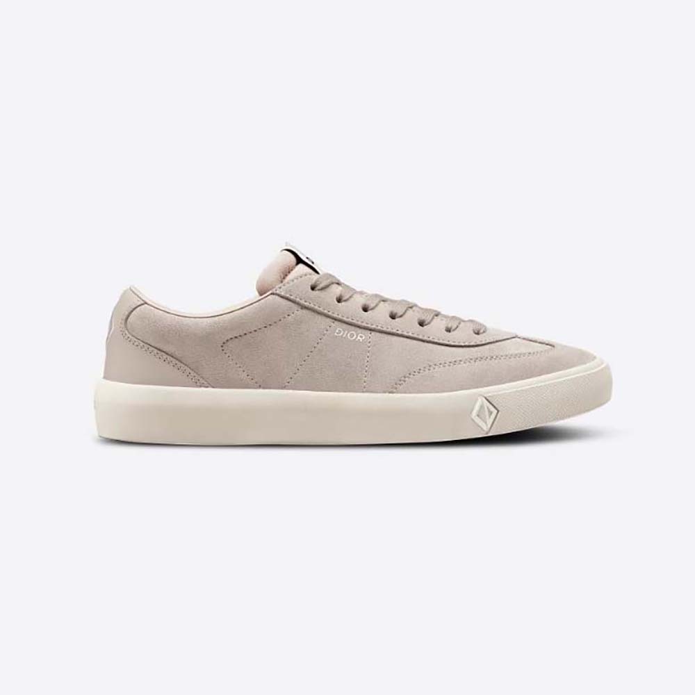 Side profile of Dior Men B101 Sneaker Greige Nubuck Calfskin in blue