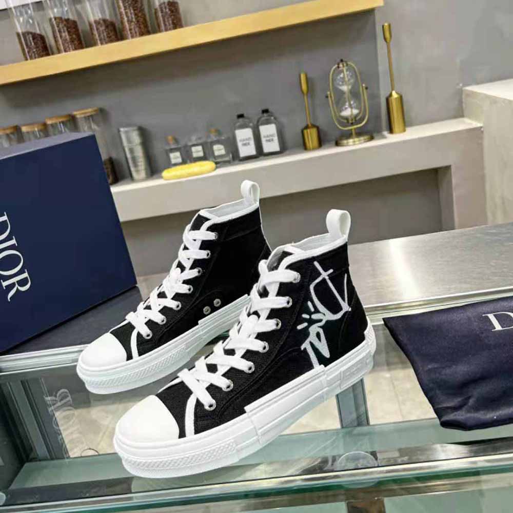 Dior Men B23 Cactus Jack Dior High-Top Sneaker Black and Cream Cotton Canvas - image 4