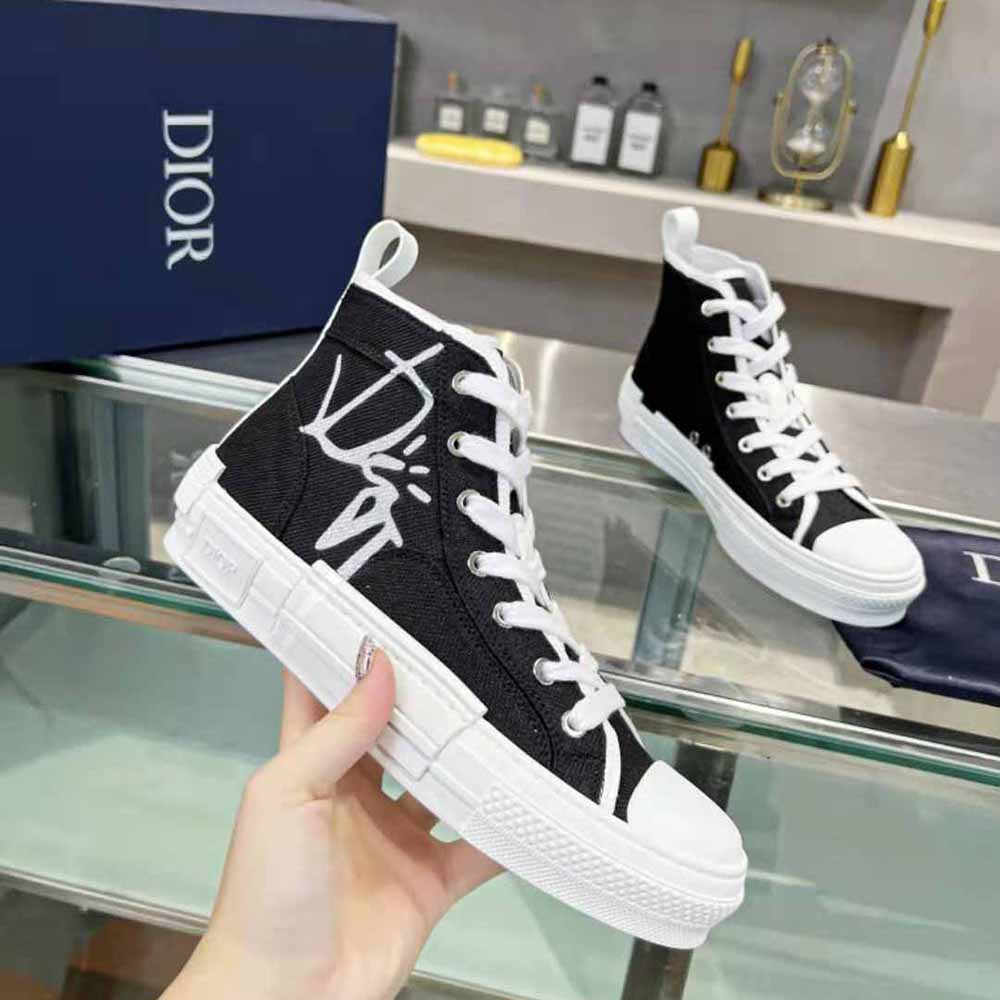 Dior Men B23 Cactus Jack Dior High-Top Sneaker Black and Cream Cotton Canvas - image 6