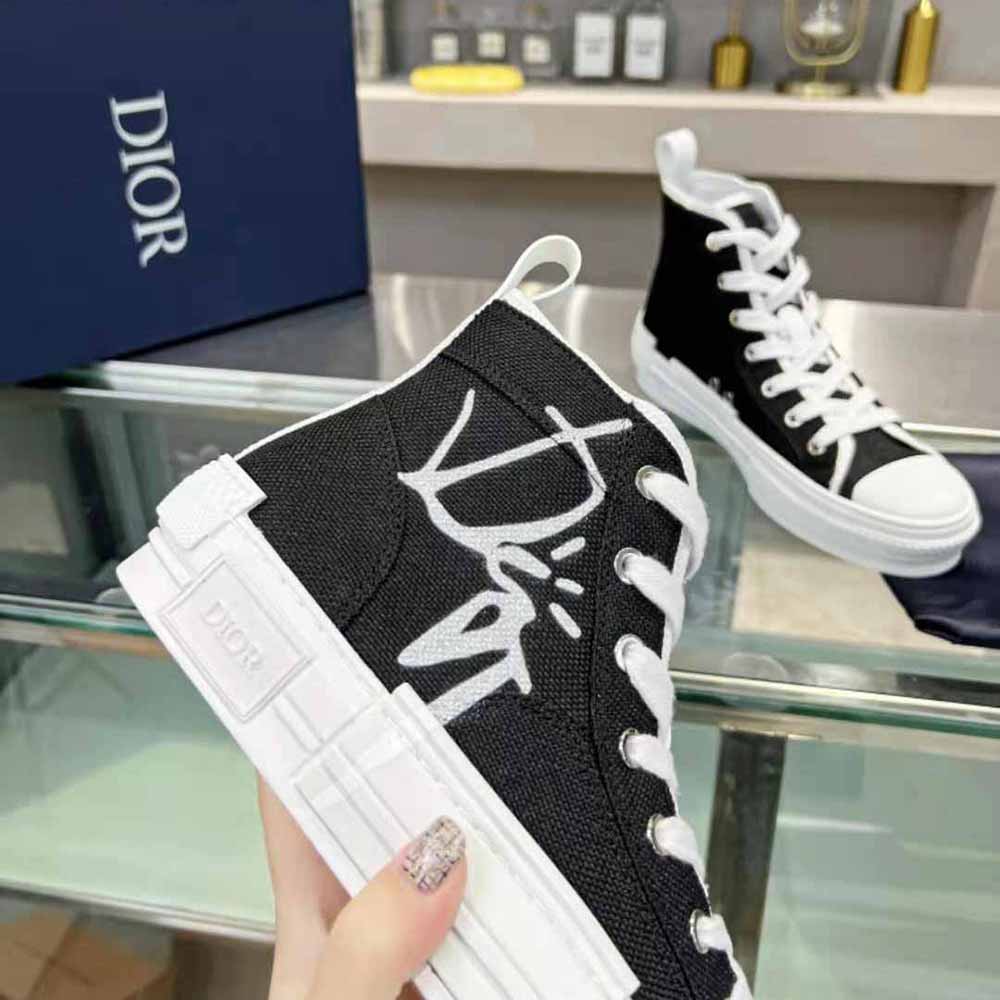 Dior Men B23 Cactus Jack Dior High-Top Sneaker Black and Cream Cotton Canvas - image 8