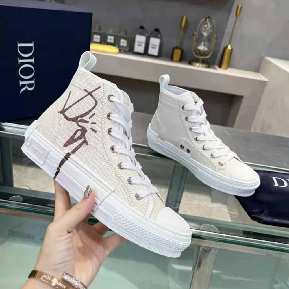 Dior Men B23 Cactus Jack Dior High-Top Sneaker Cream and Coffee Cotton Canvas - image 4