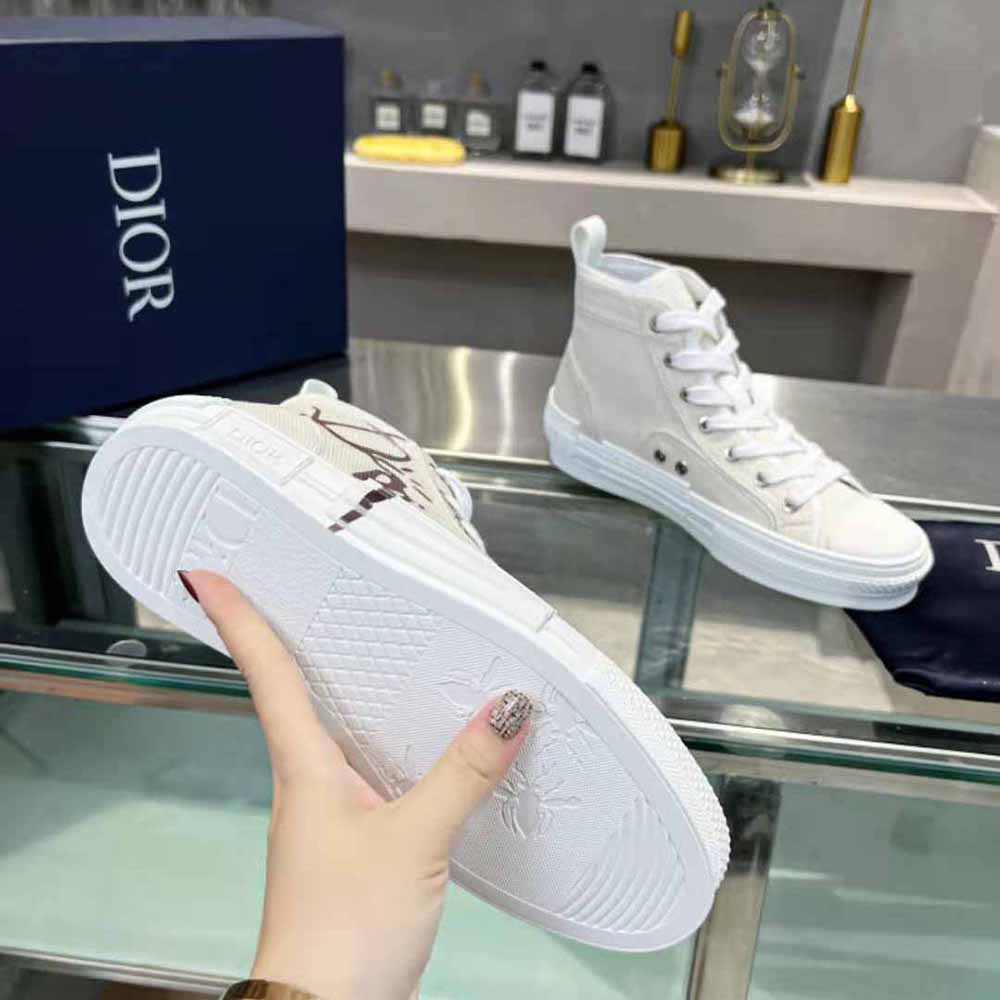 Dior Men B23 Cactus Jack Dior High-Top Sneaker Cream and Coffee Cotton Canvas - image 8