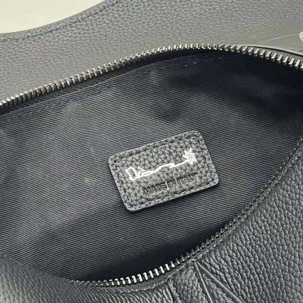 Dior Men Cactus Jack Dior Saddle Bag Black Grained Calfskin with Embroidered Signature - image 10