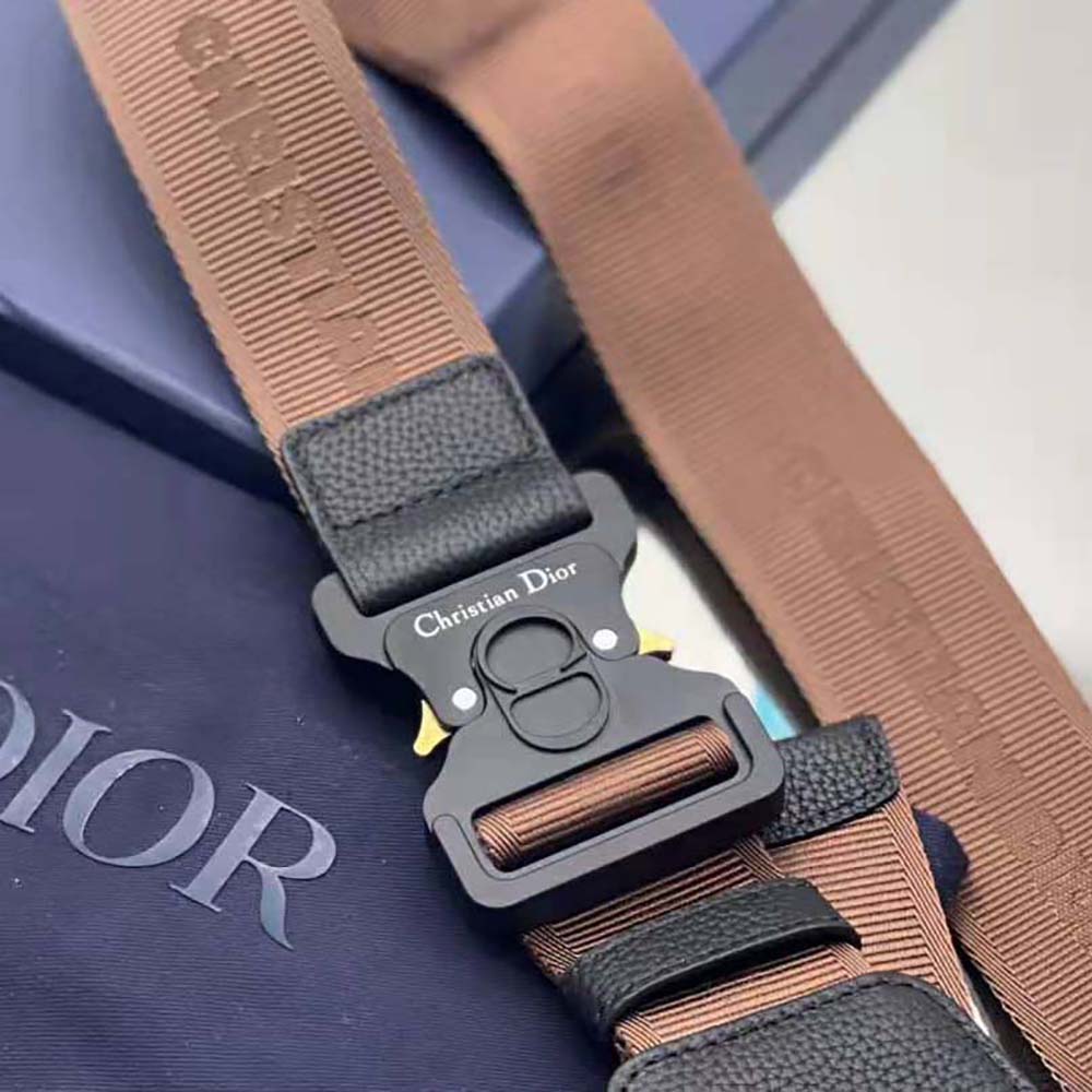 Dior Men Cactus Jack Dior Saddle Bag Black Grained Calfskin with Embroidered Signature - image 6