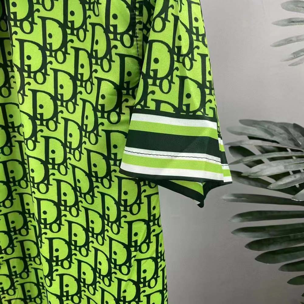 Dior Men Chez Moi Short-Sleeved Shirt Green Dior Oblique Silk Twill - image 4