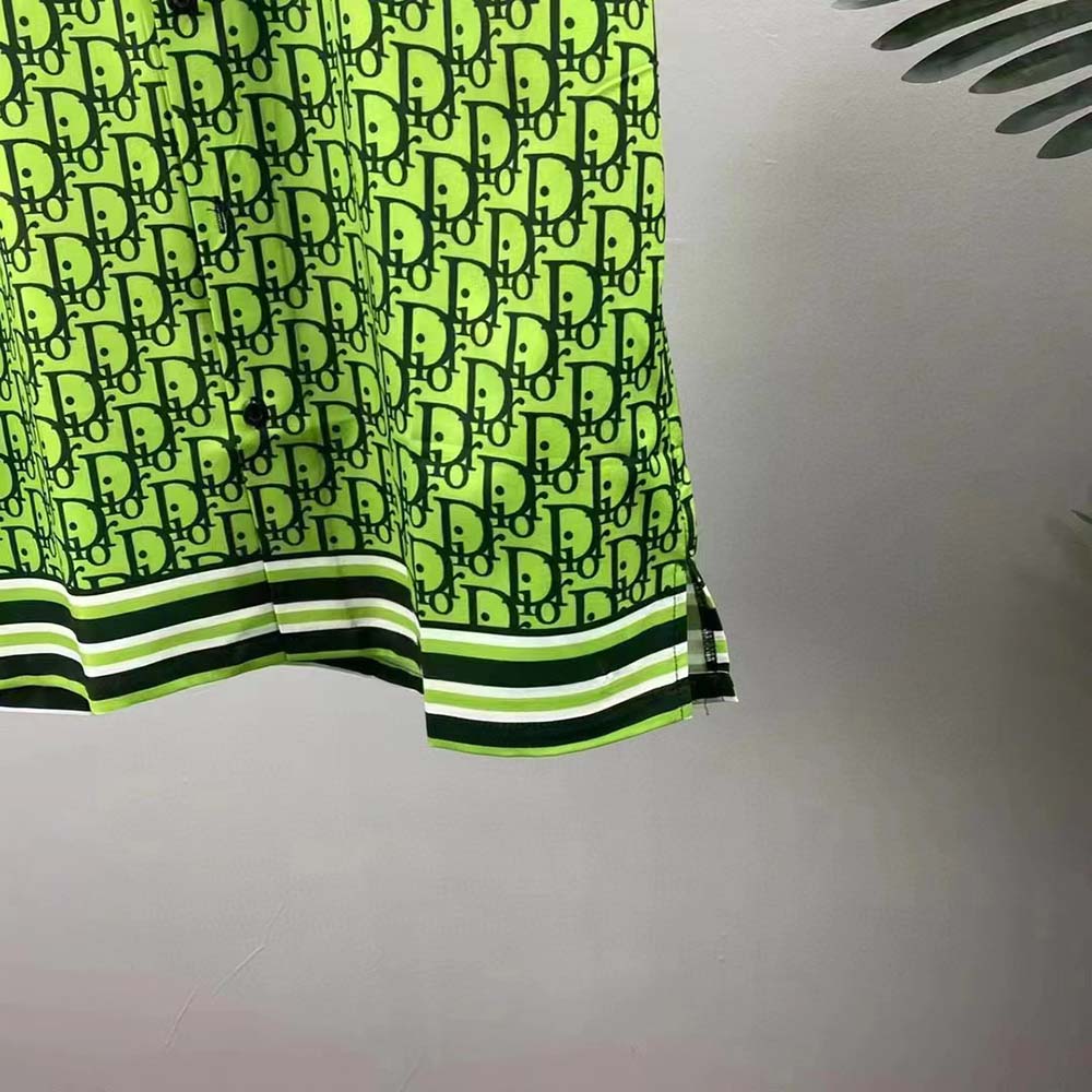 Dior Men Chez Moi Short-Sleeved Shirt Green Dior Oblique Silk Twill - image 5