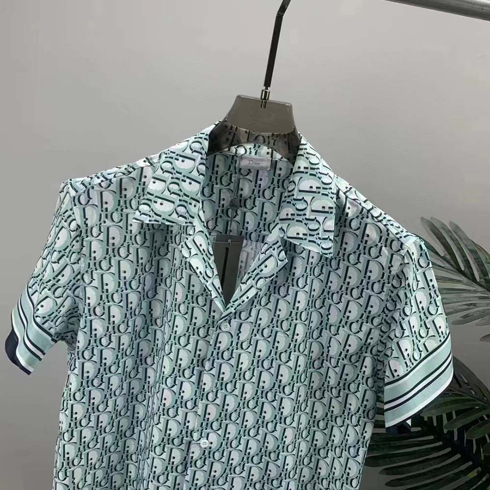 Side profile highlighting silk twill texture on Dior Men Chez Moi shirt