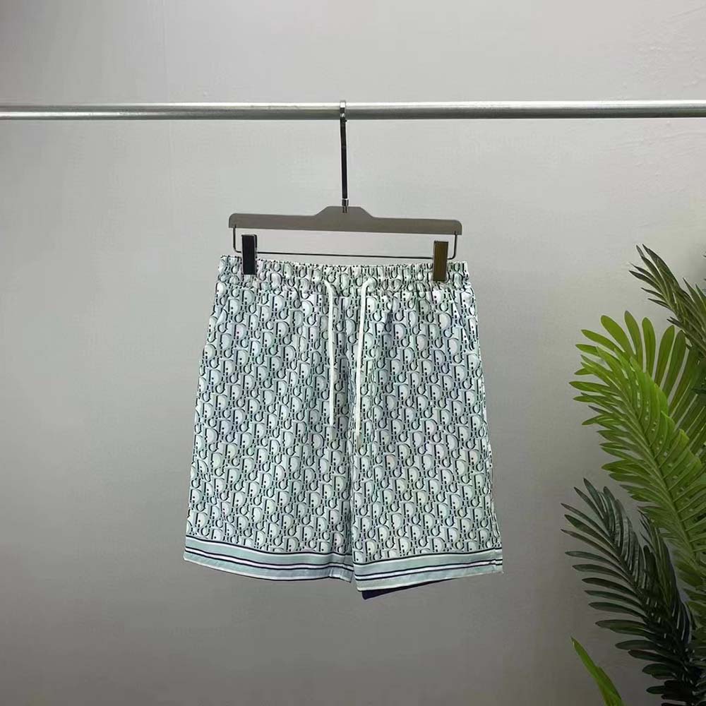 Front view of Dior Men Chez Moi Short White Dior Oblique Silk Twill
