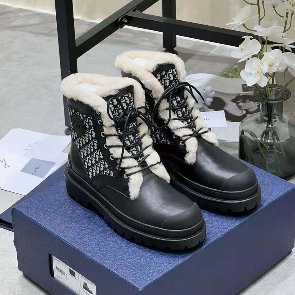 Top view showing lace-up closure on Dior Men Dior Explorer Ankle Boot