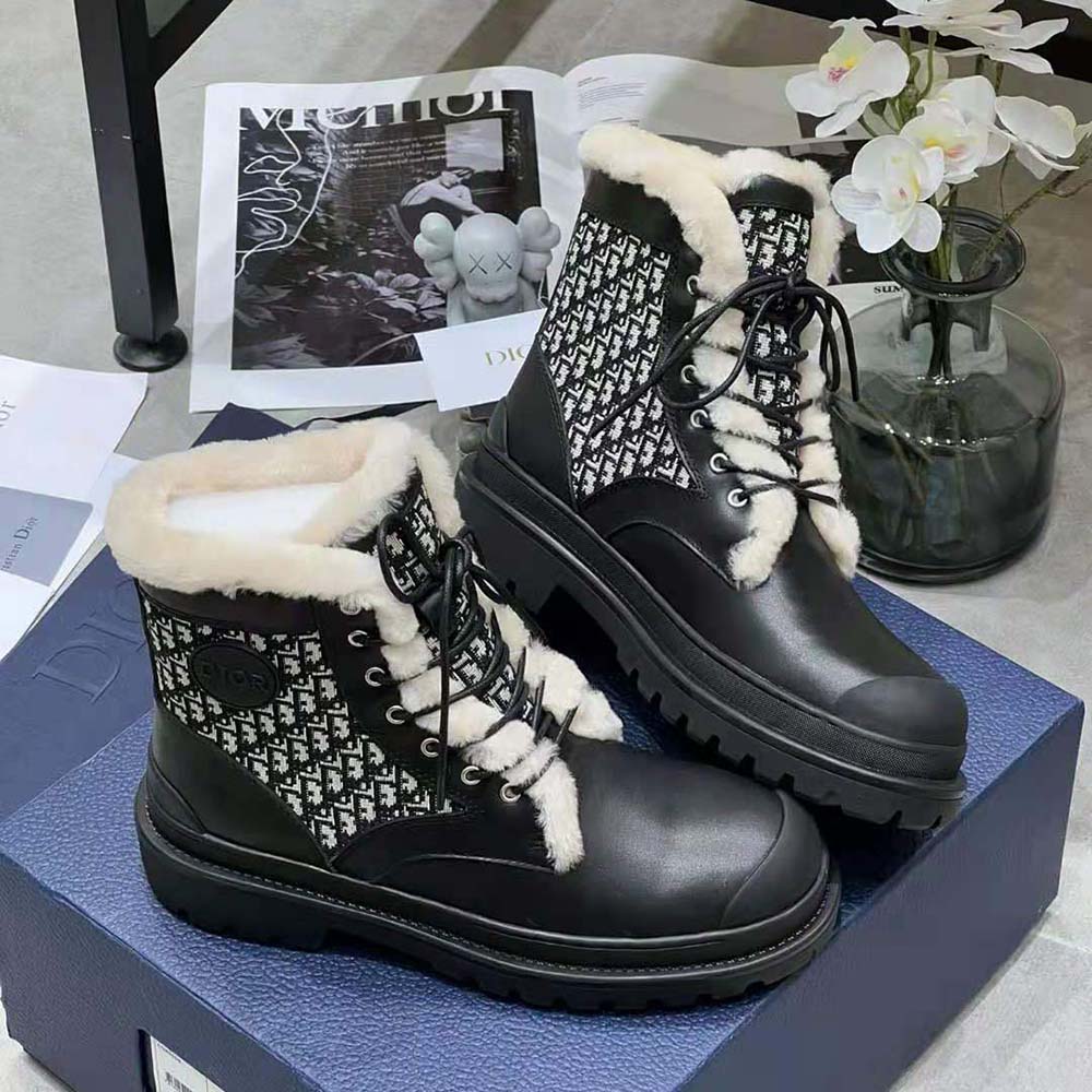 Dior Men Dior Explorer Ankle Boot Black Smooth Calfskin and Beige and Black Dior Oblique Jacquard - image 6