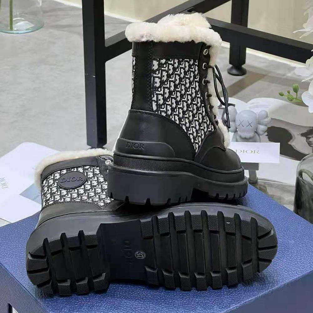 Dior Men Dior Explorer Ankle Boot Black Smooth Calfskin and Beige and Black Dior Oblique Jacquard - image 10