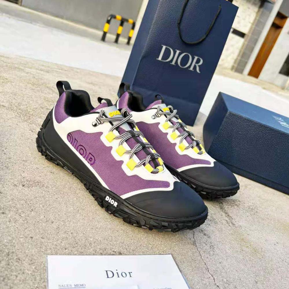 Close-up detail of purple accents on Dior Men Diorizon Hiking Shoe