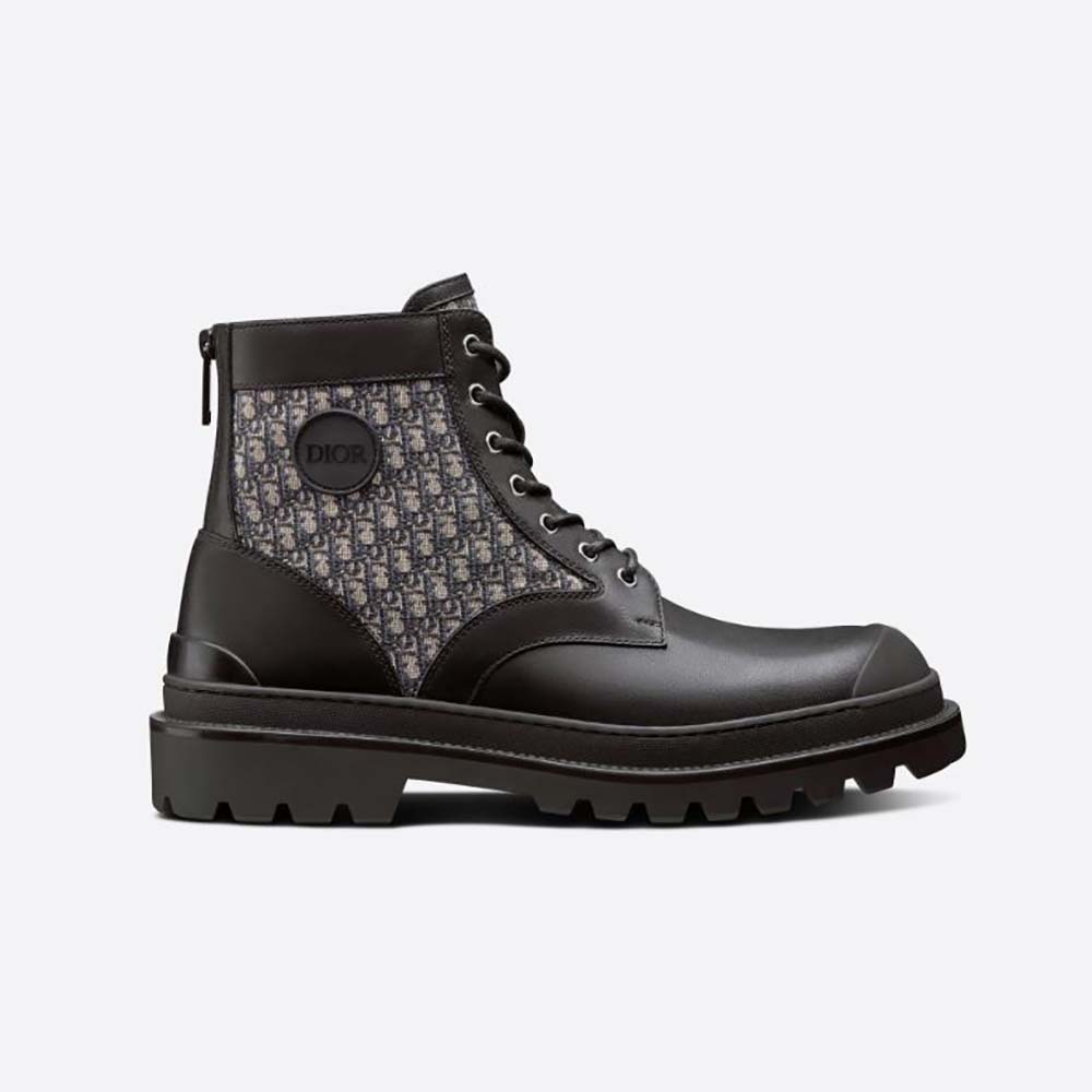 Side view of Dior Men Explorer Ankle Boot in black smooth calfskin