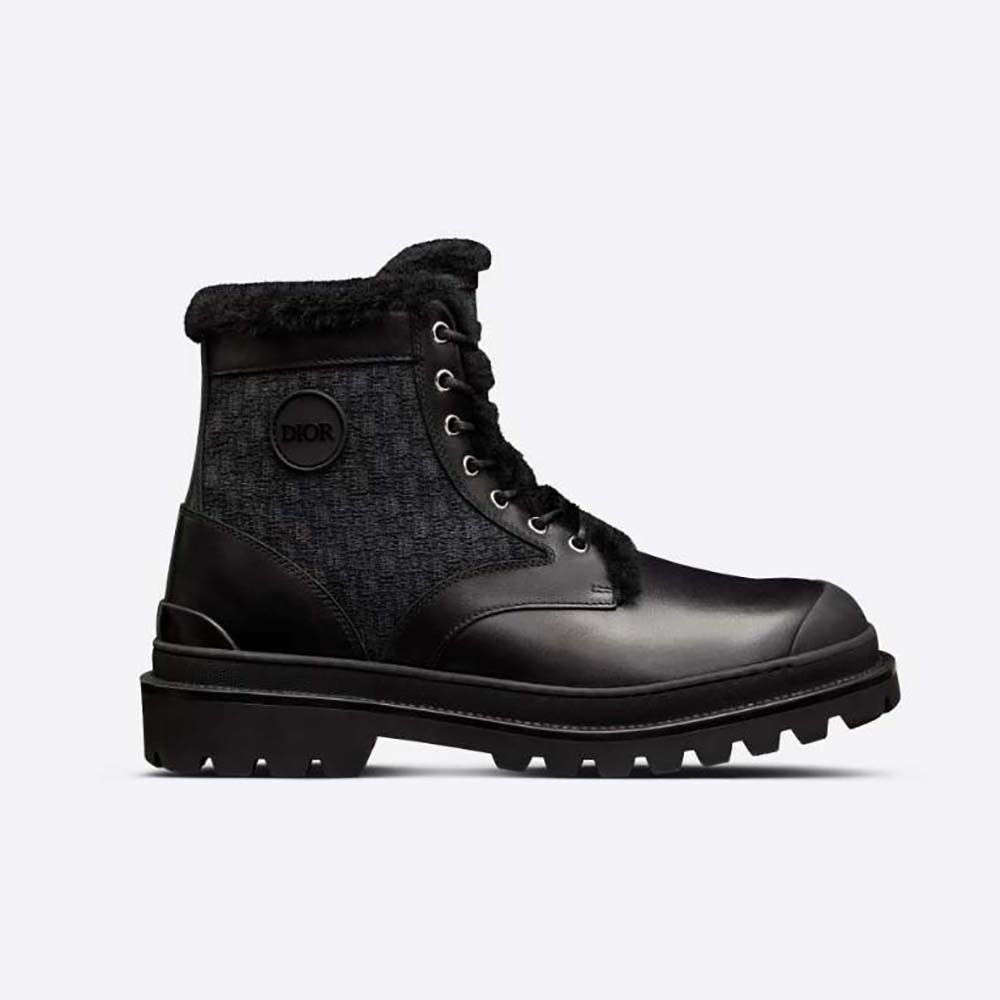 Front view of Dior Men Explorer Ankle Boot Black Smooth Calfskin