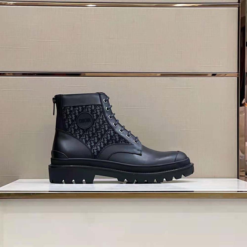 Close-up detail of jacquard fabric on Dior Men Explorer Ankle Boot