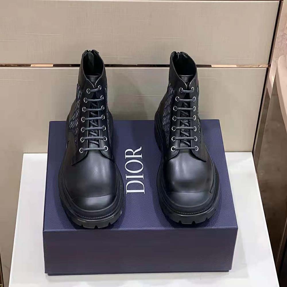Dior Men Explorer Ankle Boot Black Smooth Calfskin and Dior Oblique Jacquard - image 6