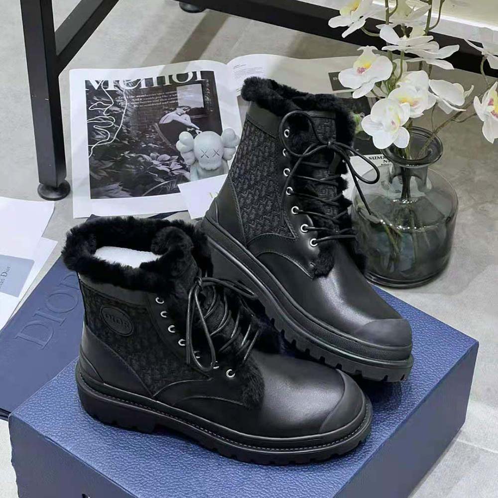 Dior Men Explorer Ankle Boot Black Smooth Calfskin and Dior Oblique Jacquard - image 4
