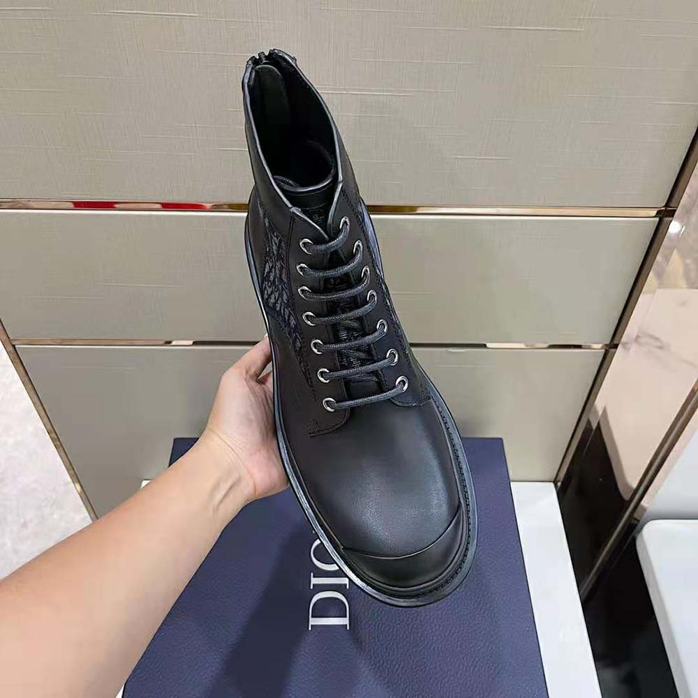 Dior Men Explorer Ankle Boot Black Smooth Calfskin and Dior Oblique Jacquard - image 4
