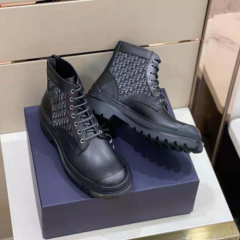 Dior Men Explorer Ankle Boot Black Smooth Calfskin and Dior Oblique Jacquard - image 7