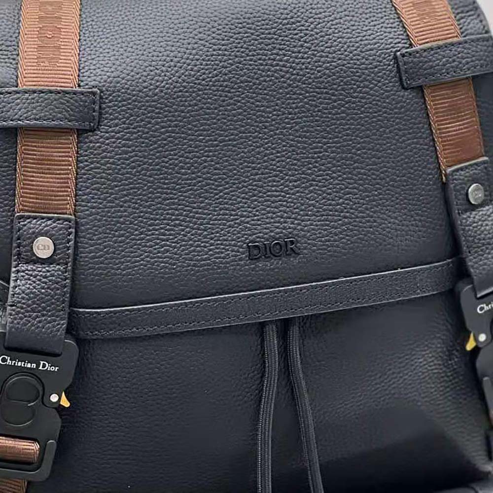 Dior Men Hit the Road Cactus Jack Dior Backpack Black Grained Calfskin with Embroidered Signature - image 7
