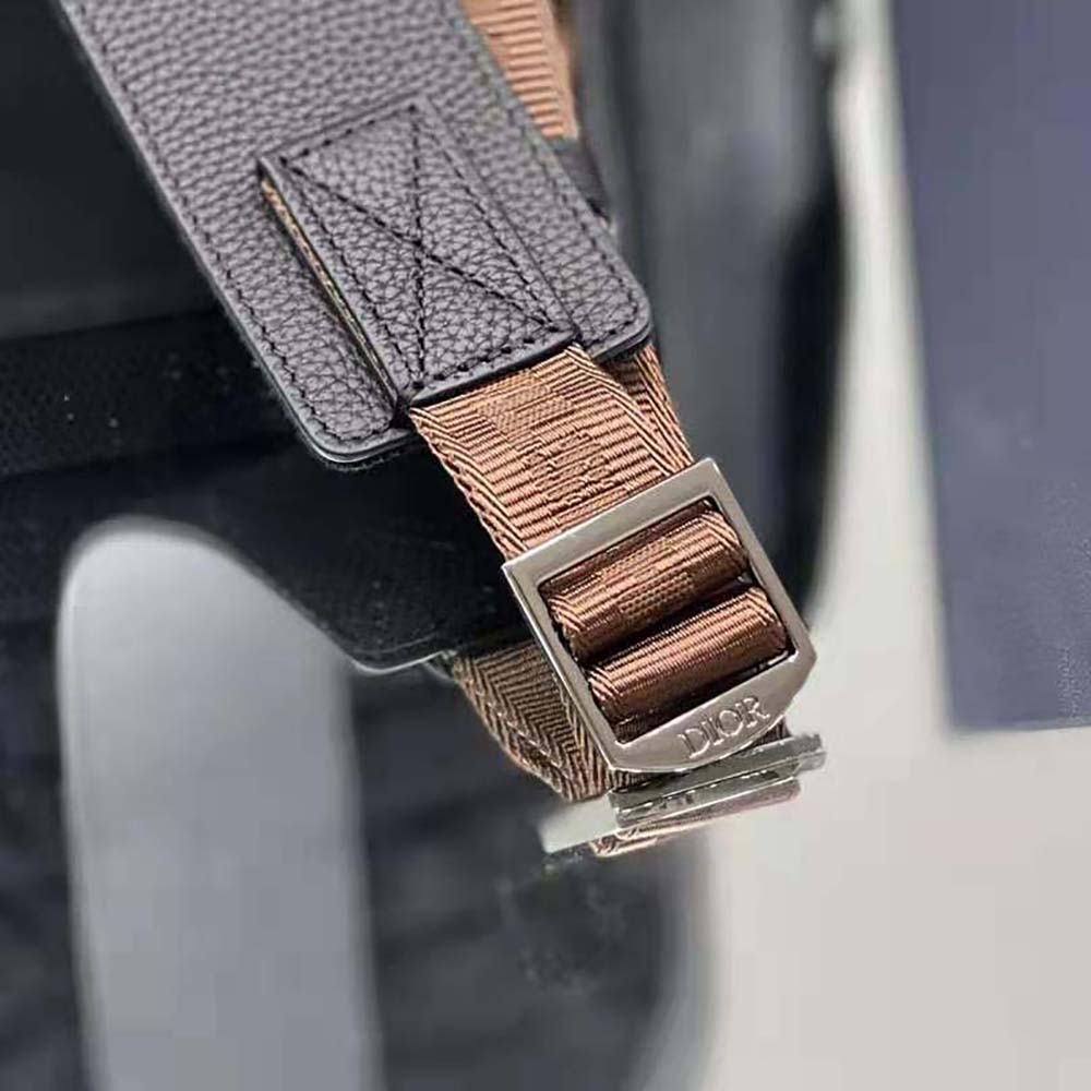 Dior Men Hit the Road Cactus Jack Dior Backpack Black Grained Calfskin with Embroidered Signature - image 8