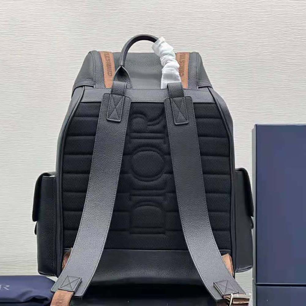 Dior Men Hit the Road Cactus Jack Dior Backpack Black Grained Calfskin with Embroidered Signature - image 4