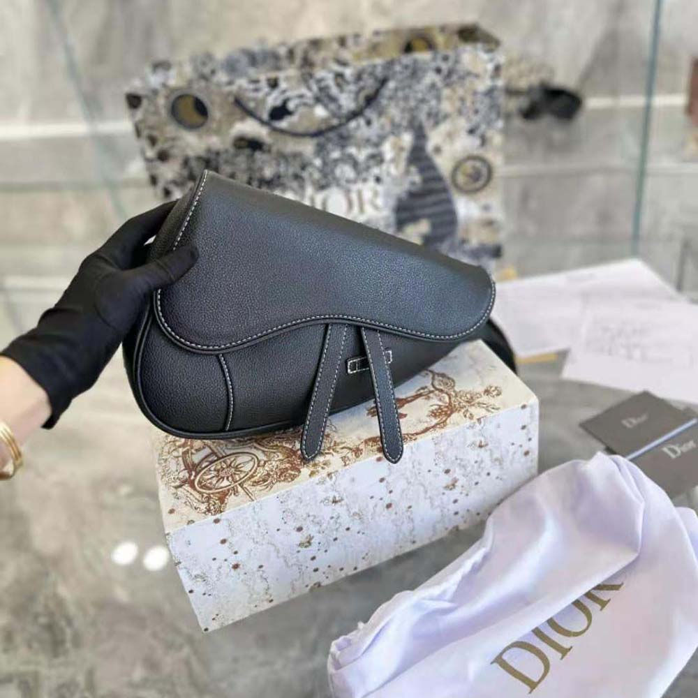 Dior Men Maxi Saddle Bag Black Grained Calfskin - image 4