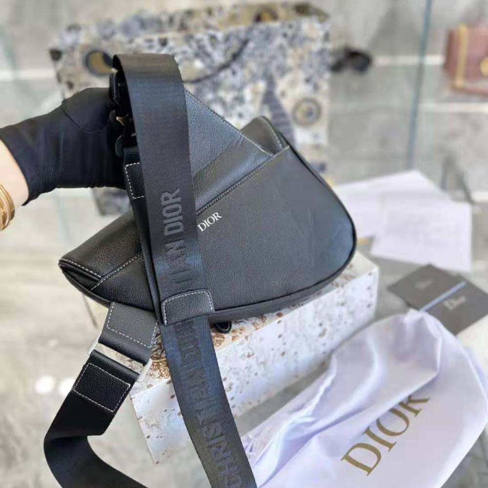 Dior Men Maxi Saddle Bag Black Grained Calfskin - image 6