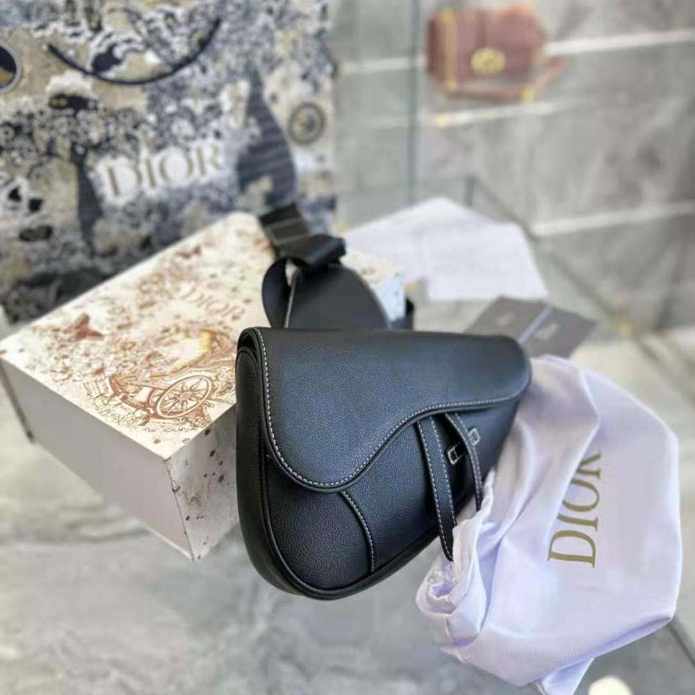 Dior Men Maxi Saddle Bag Black Grained Calfskin - image 5