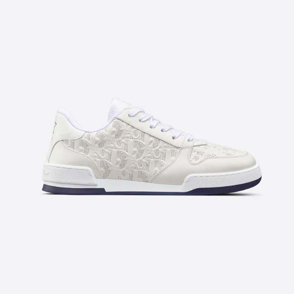 Side angle of Dior Unisex One Sneaker White Dior Oblique Perforated Calfskin in black