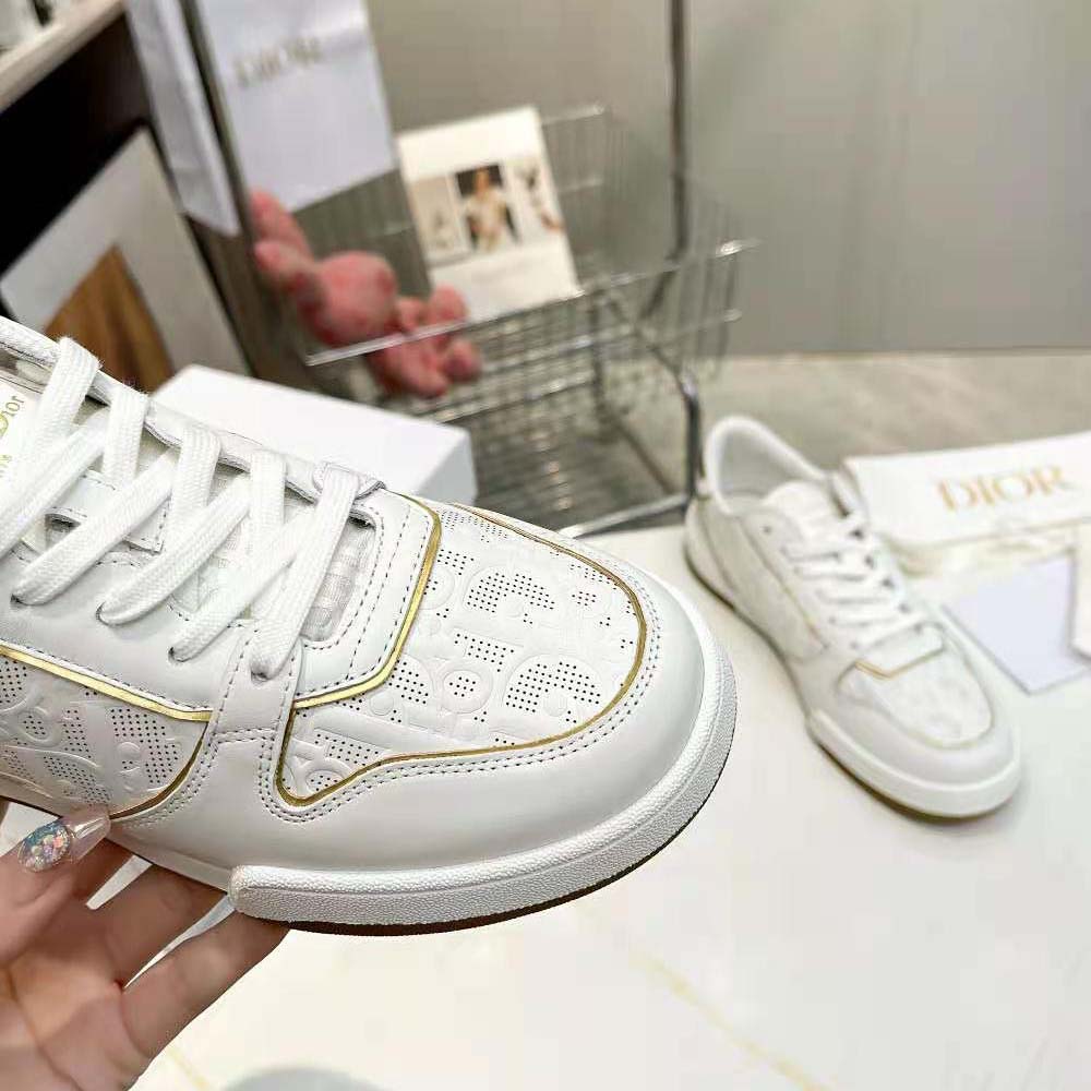 Dior Unisex One Sneaker White and Gold-Tone Dior Oblique Perforated Calfskin - image 8