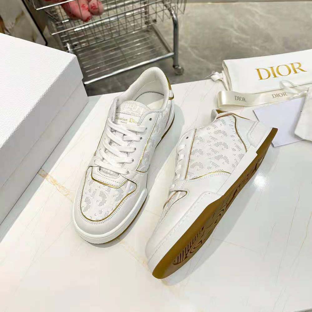 Dior Unisex One Sneaker White and Gold-Tone Dior Oblique Perforated Calfskin - image 6