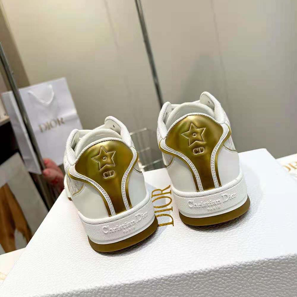 Dior Unisex One Sneaker White and Gold-Tone Dior Oblique Perforated Calfskin - image 9