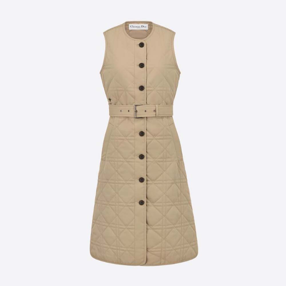 Front view of Dior Women 3-in-1 Macrocannage Trench Coat Beige