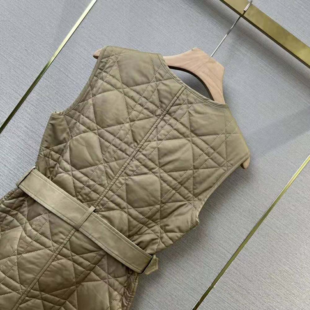 Dior Women 3-in-1 Macrocannage Trench Coat Cotton Gabardine-Beige - image 4