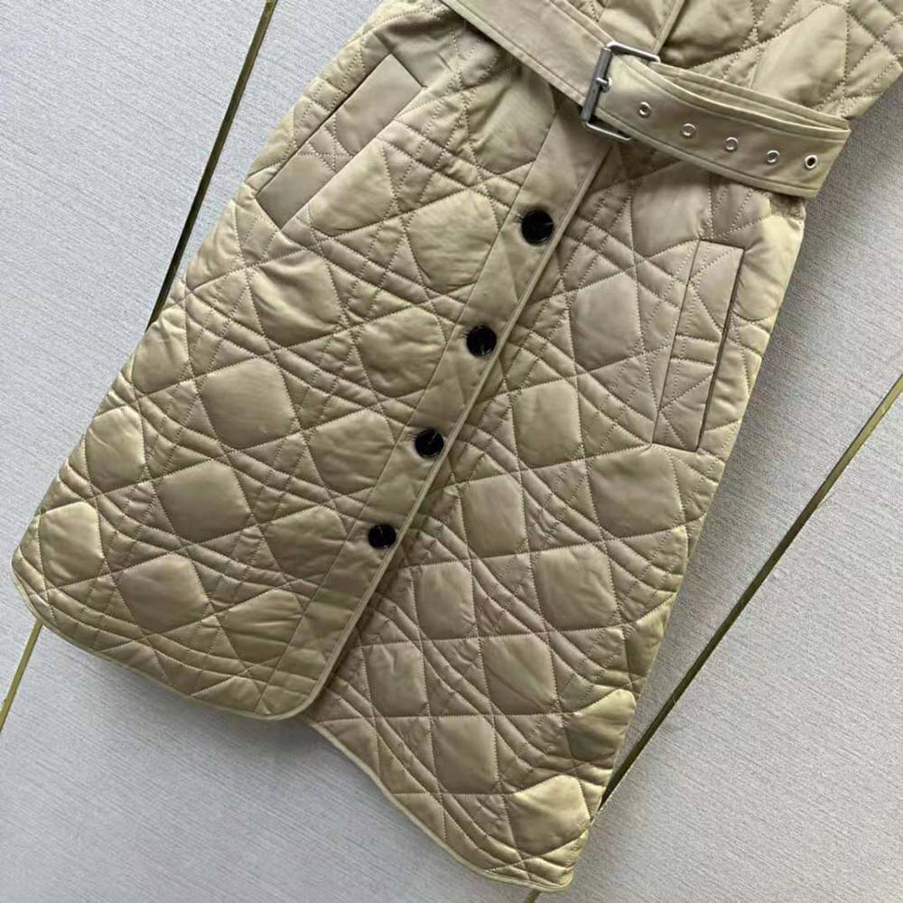 Dior Women 3-in-1 Macrocannage Trench Coat Cotton Gabardine-Beige - image 6