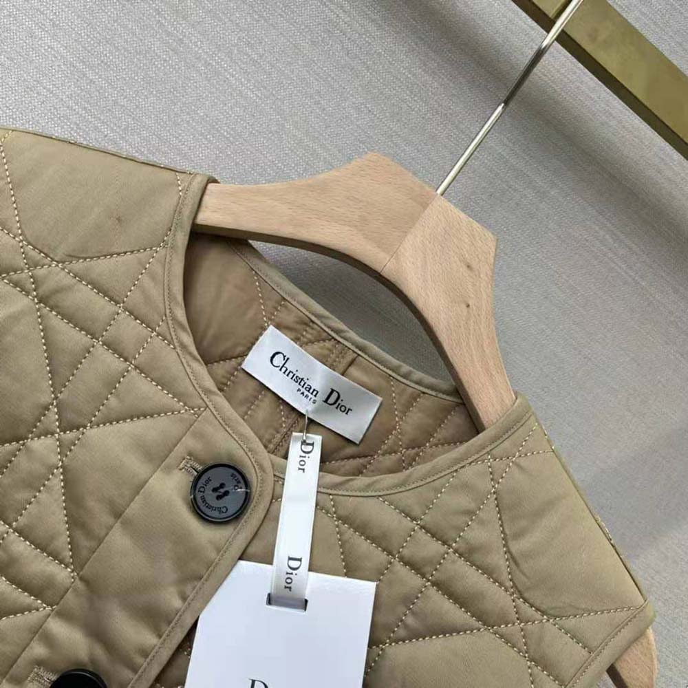 Dior Women 3-in-1 Macrocannage Trench Coat Cotton Gabardine-Beige - image 7