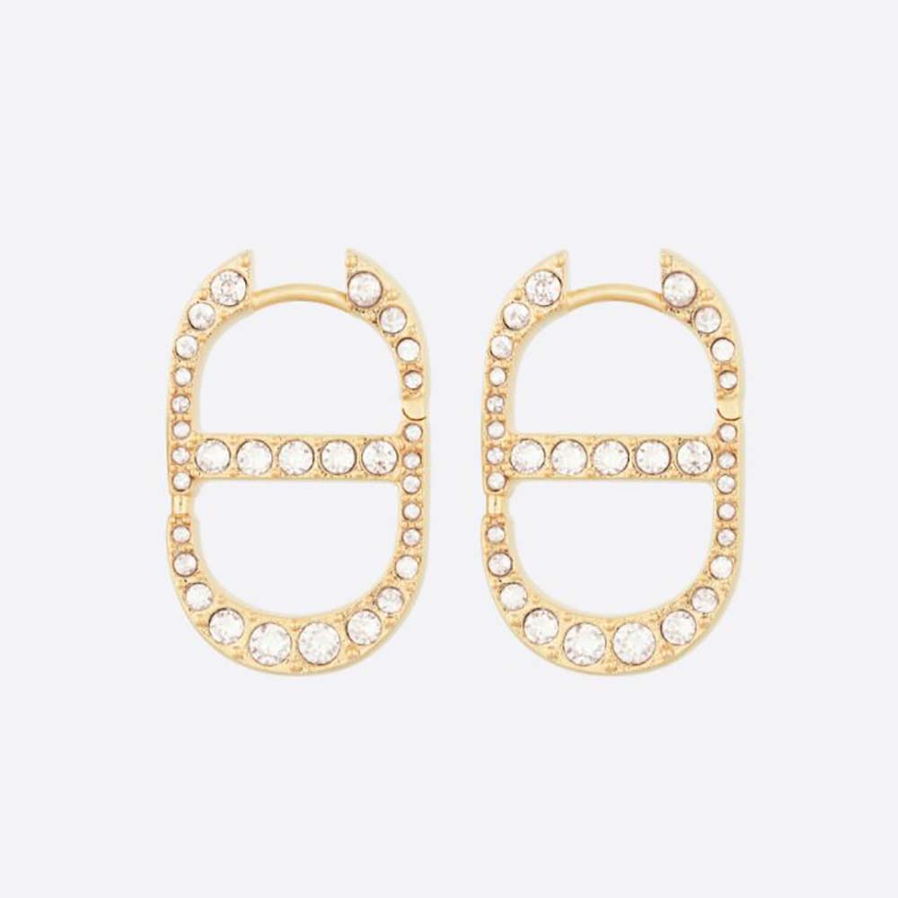 Dior Women 30 Montaigne Earrings Gold-Finish Metal and Silver-Tone Crystals