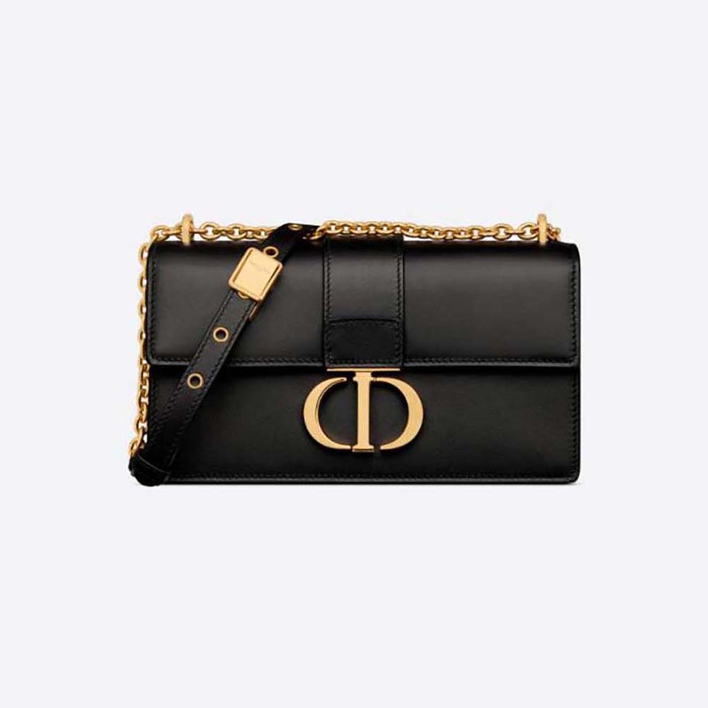 Front view of Dior Women 30 Montaigne East-West Bag in black calfskin