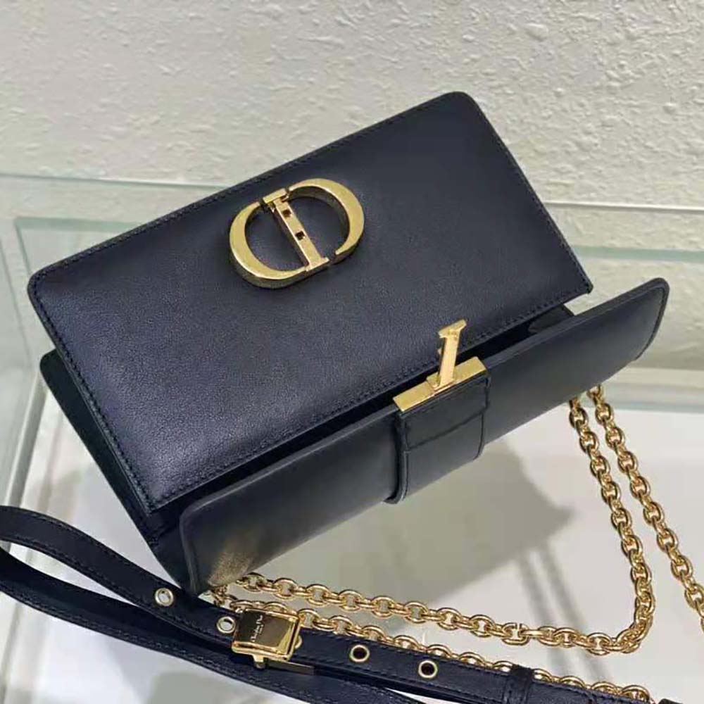 Dior Women 30 Montaigne East-West Bag with Chain Black Calfskin - image 6