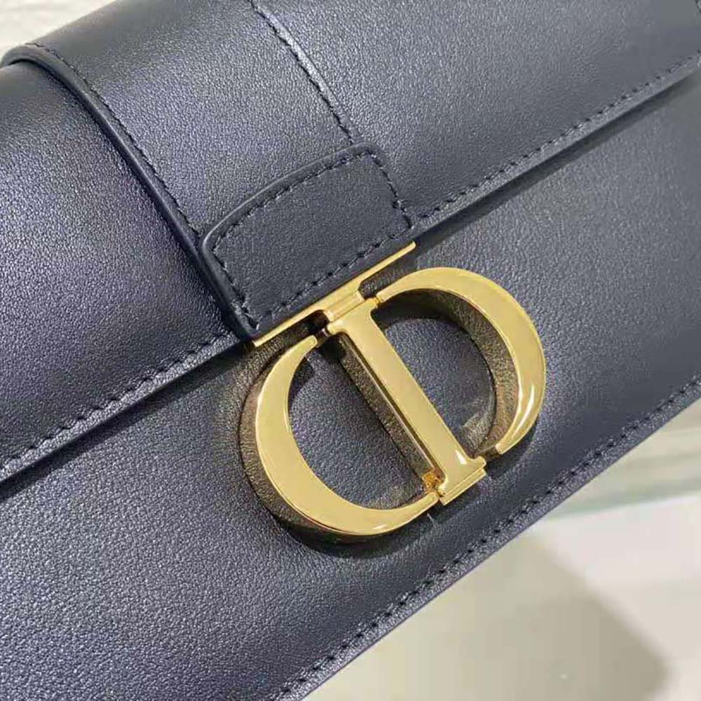Dior Women 30 Montaigne East-West Bag with Chain Black Calfskin - image 8