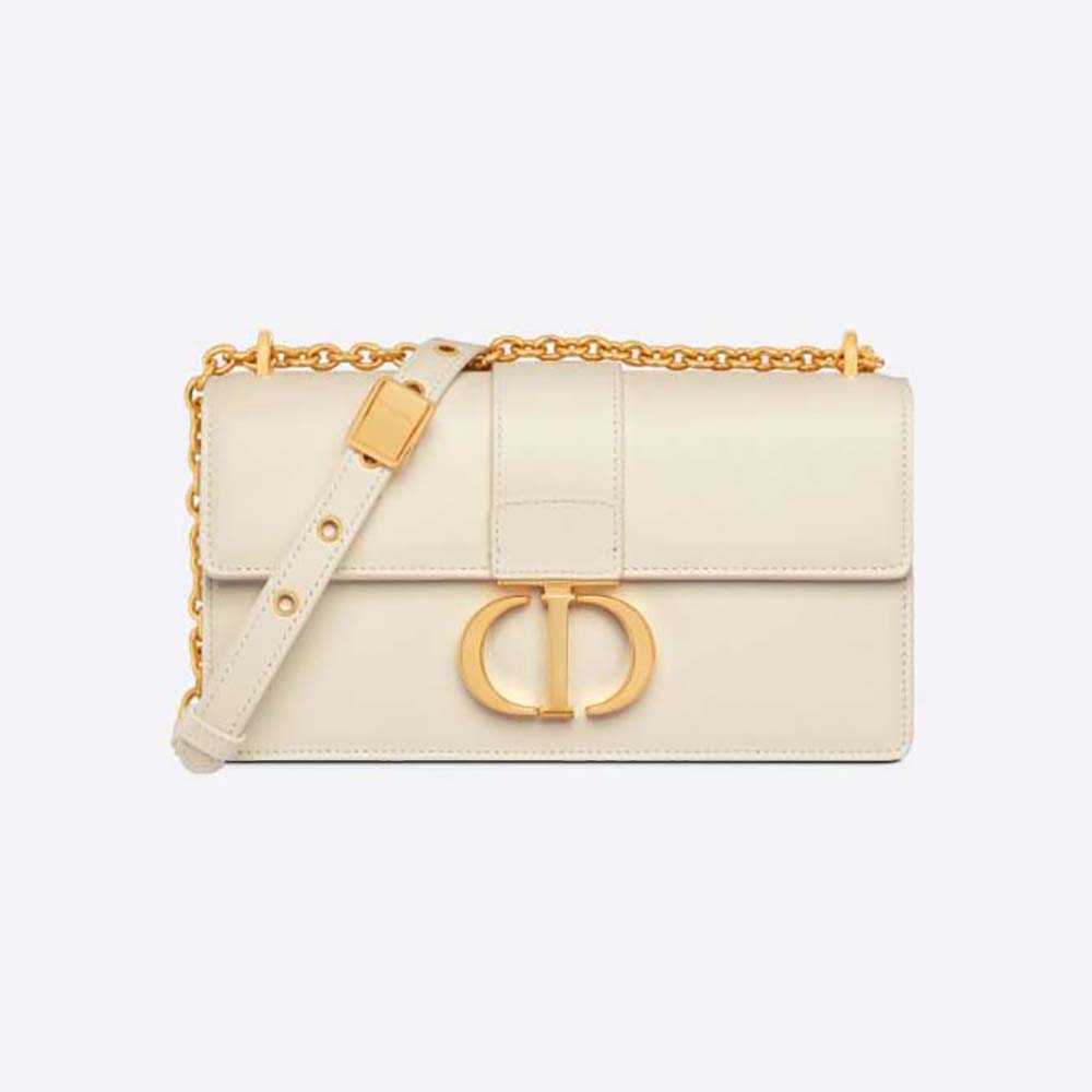 Front view of Dior Women 30 Montaigne East-West Bag with Chain Latte Calfskin