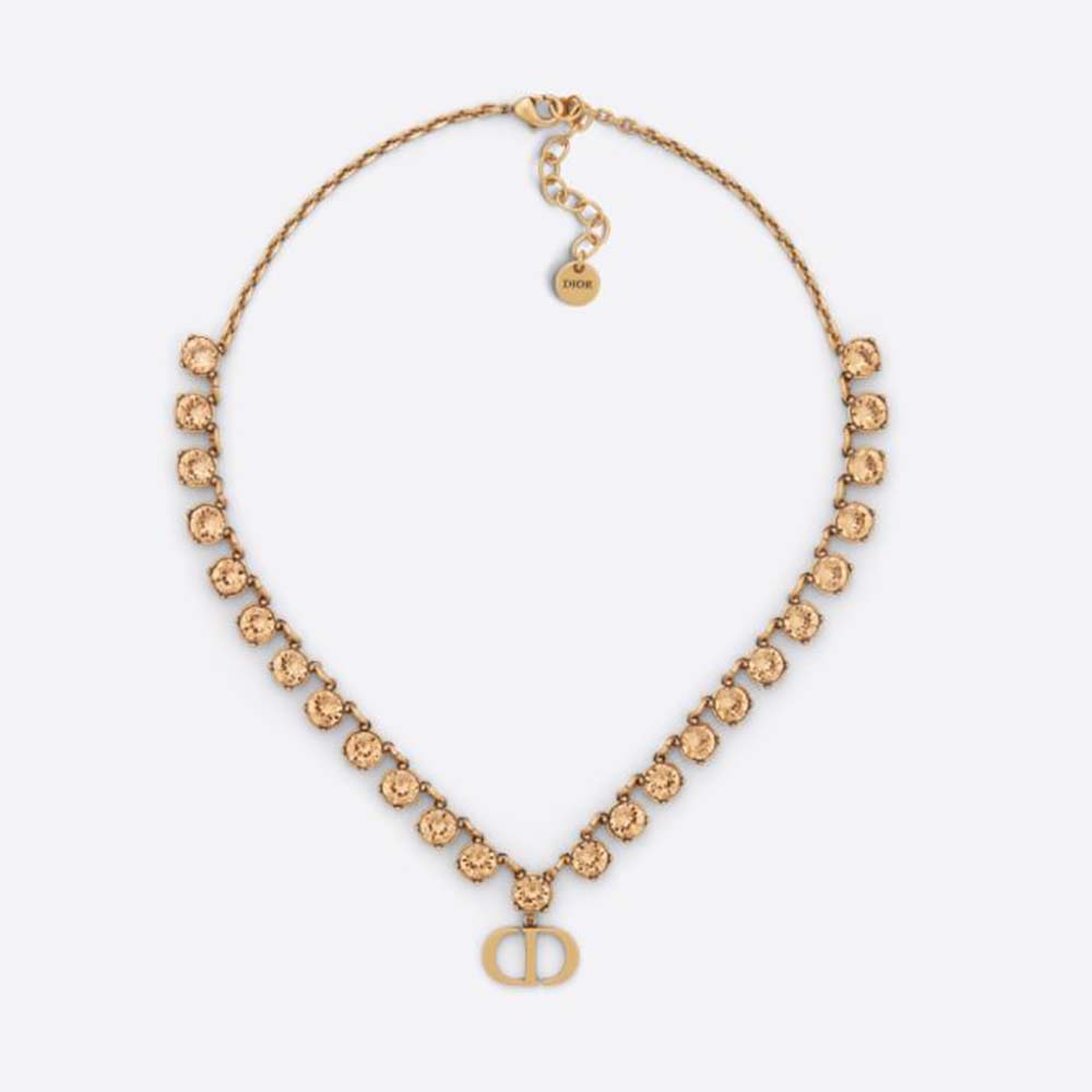 Close-up of Dior Women 30 Montaigne Necklace antique gold clasp detail