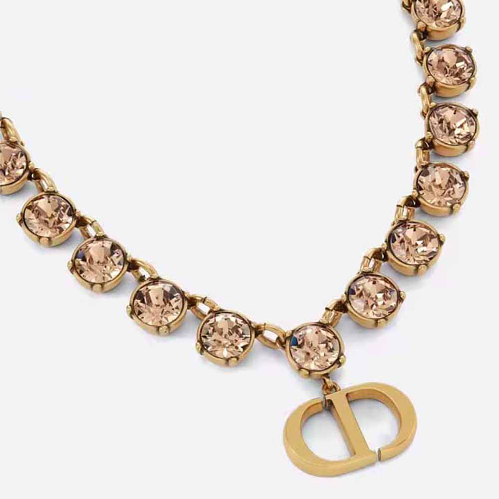 Dior Women 30 Montaigne Necklace Antique Gold-Finish Metal and Topaz-Colored Crystals - image 7