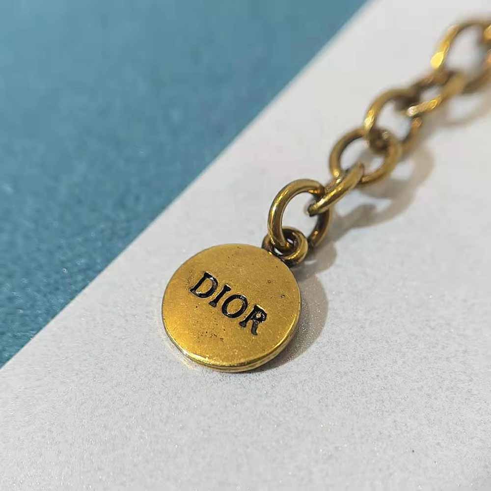 Dior Women 30 Montaigne Necklace Antique Gold-Finish Metal and Topaz-Colored Crystals - image 6