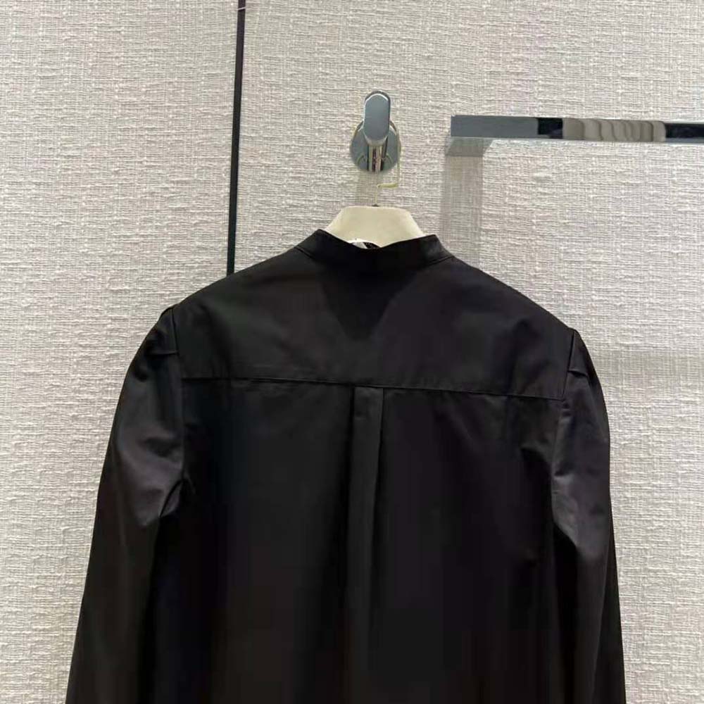 Dior Women Blouse with Ruffles Black Cotton Poplin - image 5