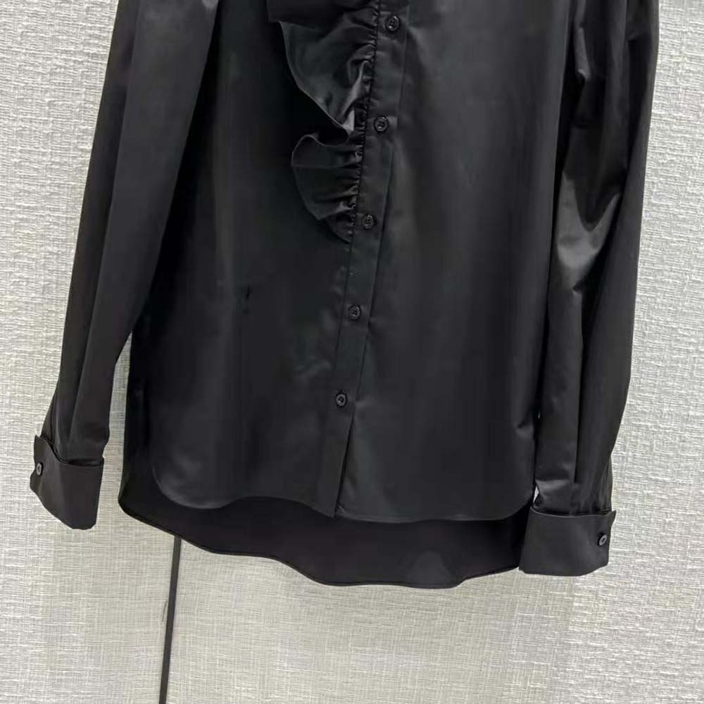 Dior Women Blouse with Ruffles Black Cotton Poplin - image 8