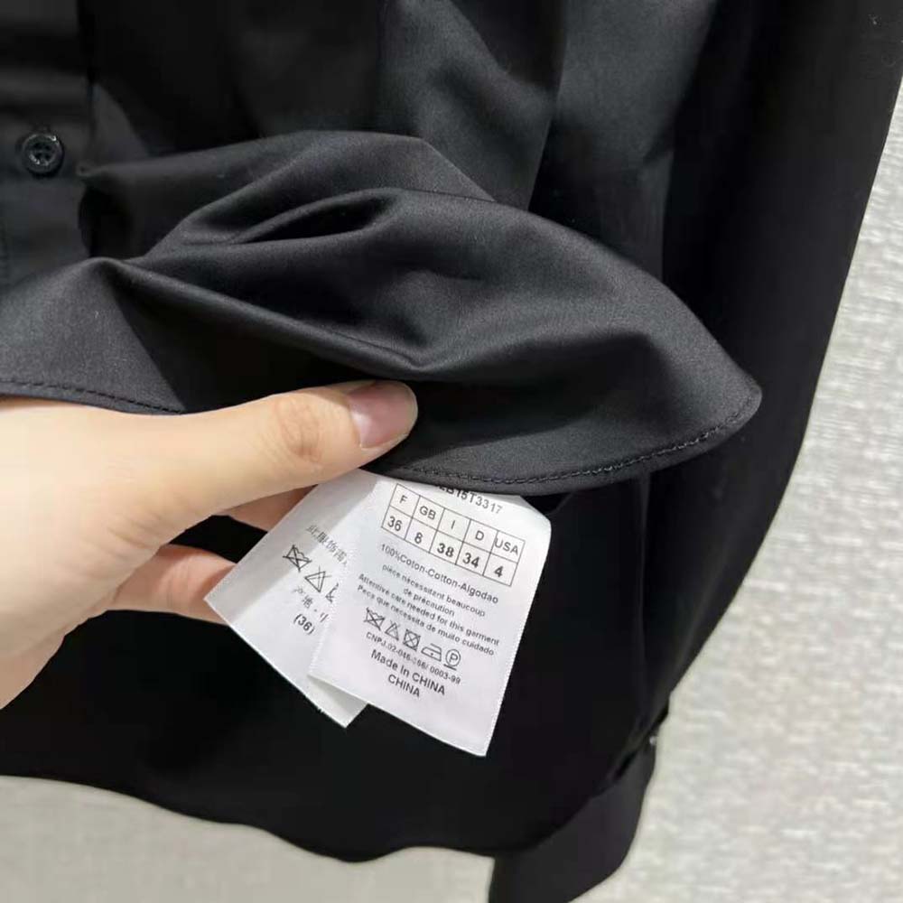 Dior Women Blouse with Ruffles Black Cotton Poplin - image 10